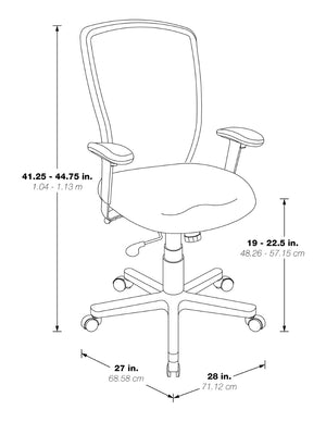 OSP Home Furnishings Progrid® Ergonomic Mesh High Back Office Chair with Lumbar Support and Adjustable Arms Tomato 90662-K115