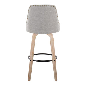 English Elm 30" Swivel Barstools Set of 2 Walnut Bentwood Faux Leather Chrome Nailhead Bar Height B202S01945