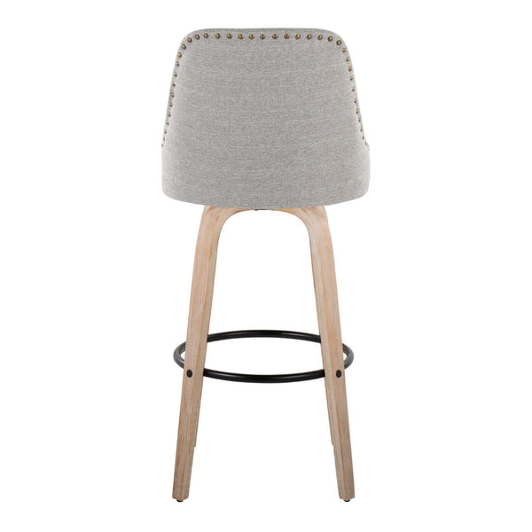 English Elm 30" Swivel Barstools Set of 2 Walnut Bentwood Faux Leather Chrome Nailhead Bar Height B202S01945