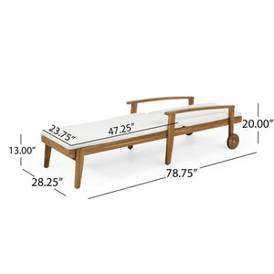 English Elm Christopher Knight Home® - JASON Chaise Lounge Crafted of Durable Acacia Wood with Adjustable 5-Position Recline and Easy-Clean Cushions Teak 71374.00CRM