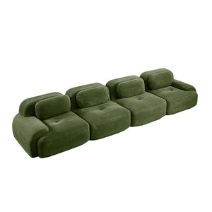 English Elm 4-seat Modular Corduroy Sectional Sofa Low Profile Ergonomic Living Room Seating Olive Green W714S01261
