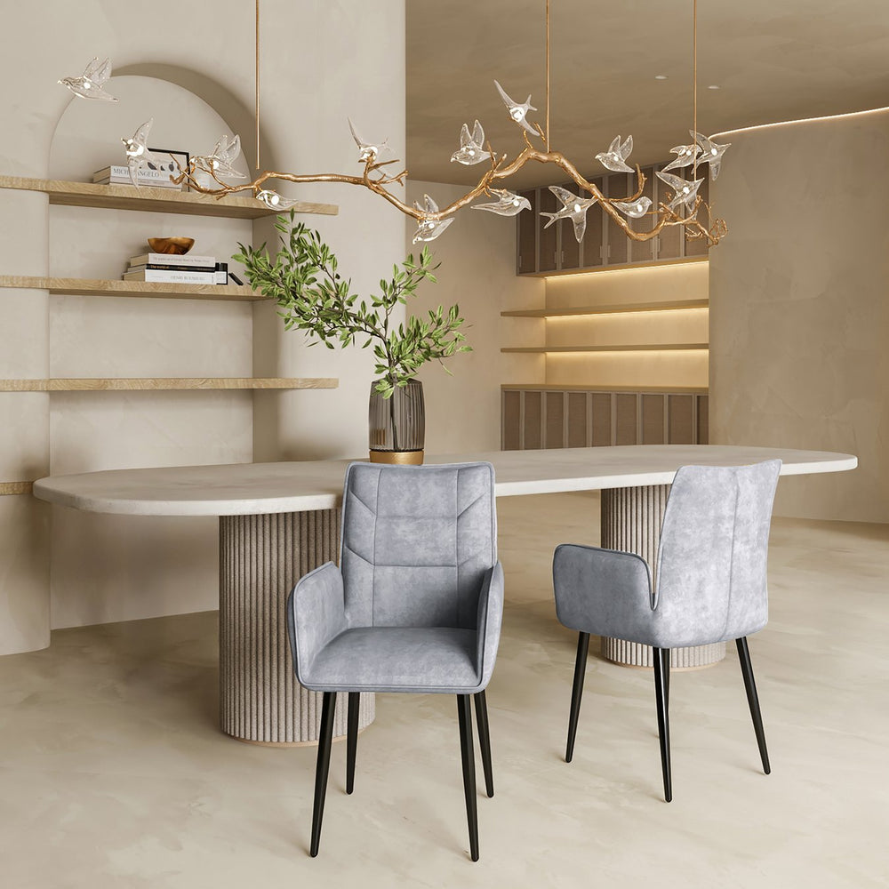 English Elm Modern Velvet Dining Chairs 2-Piece Set - Plush Comfort With Durable Iron Frames In Mustard & Gray N842P284568E