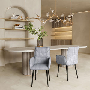 English Elm Modern Velvet Dining Chairs 2-Piece Set - Plush Comfort With Durable Iron Frames In Mustard & Gray N842P284568E