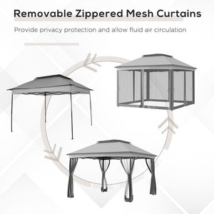 English Elm Outsunny 11' X 11' Instant Pop-Up Canopy With Removable Netting For Backyard Events & Outdoor Fun W2225P200730-GIGA