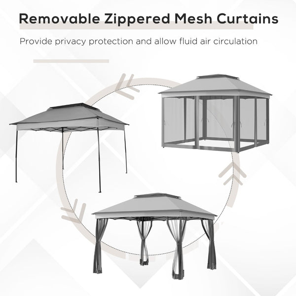 English Elm Outsunny 11' X 11' Instant Pop-Up Canopy With Removable Netting For Backyard Events & Outdoor Fun W2225P200730-GIGA