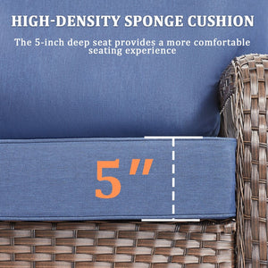 English Elm Outdoor Wicker Swivel Glider Chair Set Patio Rocker with Plush T Back Cushions T3773P418419