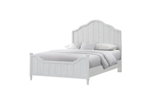 English Elm Teen Full Bed Cement Finish Solid Wood & MDF, Arched Plank Headboard, White Mindi Veneer, Sturdy Elegance B2699S00097