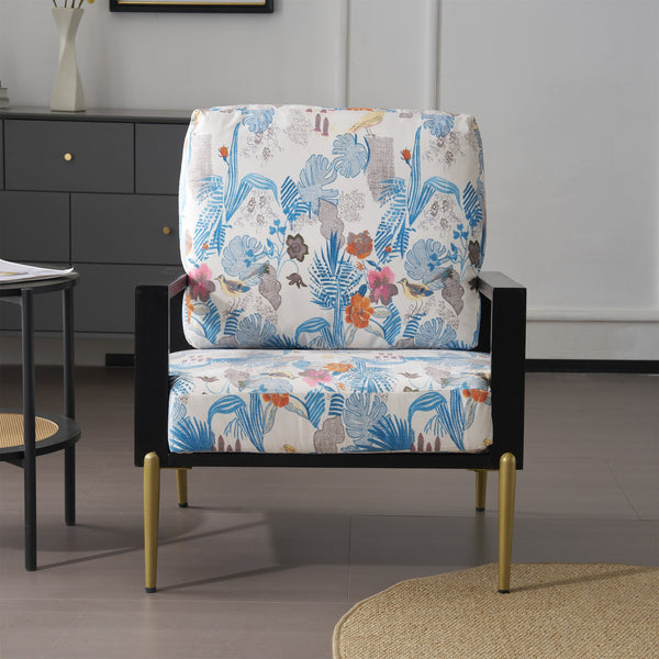 English Elm Christopher Knight Home® - Floral Velvet Accent Chair with Removable Washable Cover, Plush 5.51" Cushions & Gold Legs for Living Spaces N817P237961B