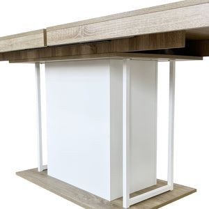 English Elm Rectangle Extendable Dining Table for 6-10 Guests, Aged Wood Look with Thick 12cm Top & Sturdy Feet White Oak W1347S00010