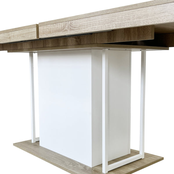 English Elm Rectangle Extendable Dining Table for 6-10 Guests, Aged Wood Look with Thick 12cm Top & Sturdy Feet White Oak W1347S00010