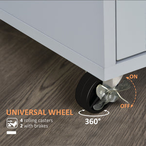 English Elm Homcom Versatile Rolling Kitchen Island Cart With Drawer, Storage, Towel Rack, Gray Finish & Mobility W2225P217943