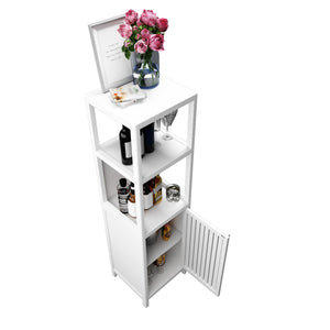 English Elm A 52ft White Linen Tower Bamboo Storage Cabinet — Slim Tall Freestanding Organizer for Small Spaces W2207P242507