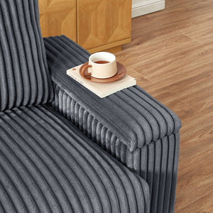 English Elm 71" Loveseat Dark Grey Corduroy Sofa with USB Port, Built-In Armrest Storage & Durable Frame W542P210622