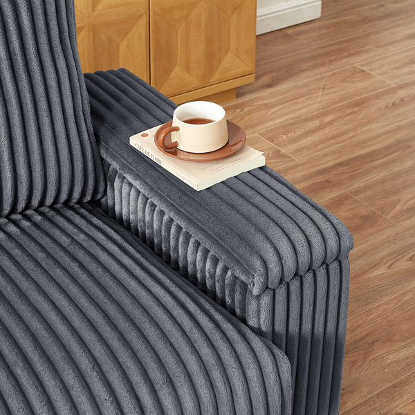 English Elm 71" Loveseat Dark Grey Corduroy Sofa with USB Port, Built-In Armrest Storage & Durable Frame W542P210622