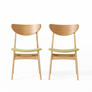 English Elm Christopher Knight Home® - DINING Green Fabric Chair with Wood Finish & No-Stitch Leather Seat — Sleek Modern Comfort Design 59461.00