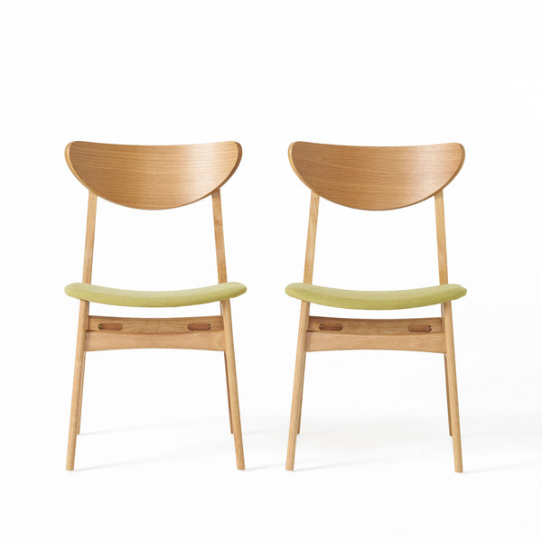 English Elm Christopher Knight Home® - DINING Green Fabric Chair with Wood Finish & No-Stitch Leather Seat — Sleek Modern Comfort Design 59461.00