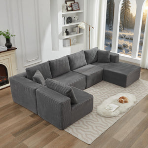 English Elm 106" Cloud Sectional Couch - Modular L-Shape With Right-Facing Chaise, Plush Corduroy, No Assembly! W1143S00022