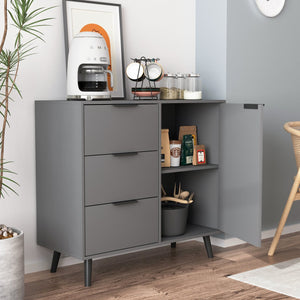 English Elm Storage Cabinet Mid Century 3-Drawer Accent with Adjustable Shelf, Stable Solid Legs, Multiroom Use Gray W409P171603