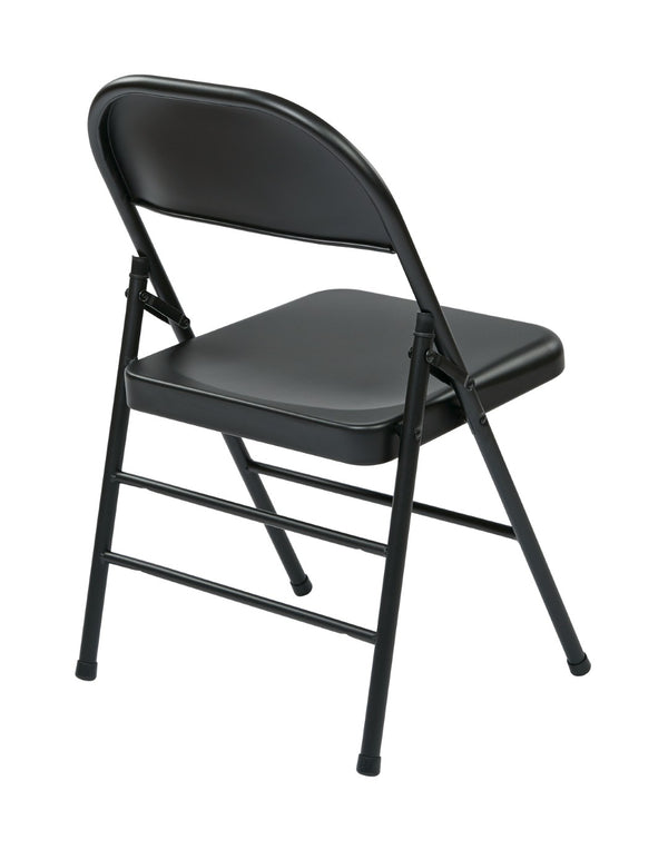 OSP Home Furnishings Folding Metal Chair Set of Four for Banquets Events and Everyday Extra Seating Black FF-22324M