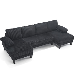 English Elm Modern U-Shaped 4-Seat Sofa With Double Chaise - Luxurious Velvet, Spacious Comfort & Style W2705S00017-GIGA