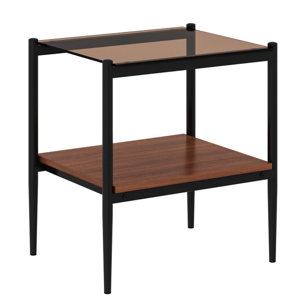 English Elm Coffee Table And End Tables Set Of 3 – Modern Brown Glass & Mdf Design For Chic Living Room Style W241S00043