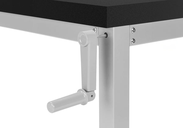 English Elm Computer Desk - Modern Adjustable Standing Desk For Home Office, Sleek Black Laminate & Grey Metal B2710P219899