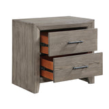 English Elm Modern Sleek Gray Finish 2-Drawers Nightstand Durable Wooden Bedroom Furniture 1 Piece