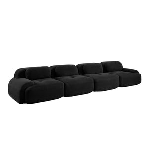 English Elm 4-seat Modular Corduroy Sectional Sofa Low Profile Ergonomic Living Room Seating Black W714S01279