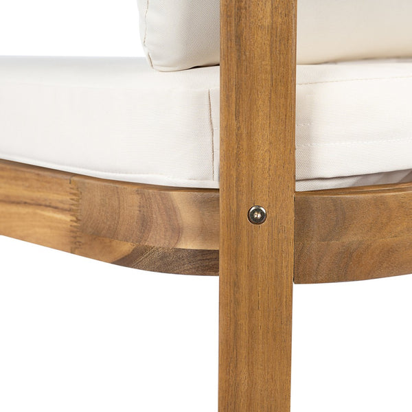 English Elm Acacia Wood Outdoor Dining Chairs Set of 2 Sculpted Patio Seating with Cushions Cream,Teak N768P373124L