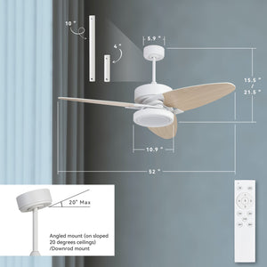 English Elm Light Pro 52" Smart Led Ceiling Fan With Remote Control – Energy-Efficient, Quiet, And Stylish Design T3177P284009