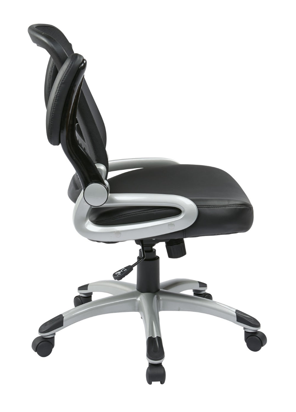OSP Home Furnishings Screen Back Ergonomic Manager Chair with Mesh Lumbar Support and Bonded Leather Seat EM35206-EC3