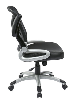 OSP Home Furnishings Screen Back Ergonomic Manager Chair with Mesh Lumbar Support and Bonded Leather Seat EM35206-EC3