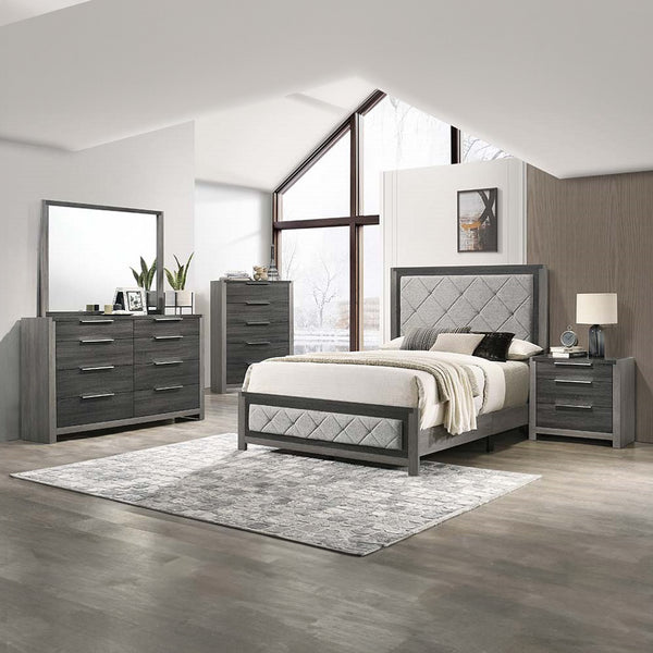 English Elm Modern Twin-Over-Full Bunk Bed with Angled Ladder, Solid Hardwood Frame and Patented Lock Joint Gray 82 L x 36 W x 8 H B2741S00705