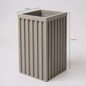 English Elm Square Grove Tall Column Aluminum Planter Warm Wood-tone Finish for Patio or Entryway Brown Grey B2755P462197
