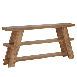 English Elm 2-tier Industrial Console Table Rustic Wood and Black Metal Frame Entryway Sofa T3971P461147