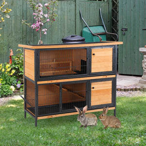 English Elm PawHut Heavy Duty 43" Steel Dog Crate with Wheels, Removable Tray, Top Access & Foldable Bowl Holder Light Yellow W2225P217660