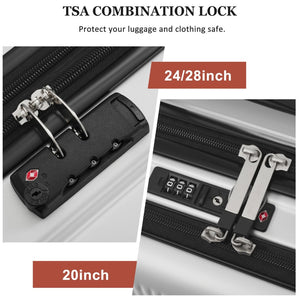 English Elm Luggage 5 Piece Hardside Abs Set with Front Access Carry on and Tsa Spinner Wheels Silver N732P391579D