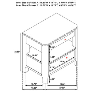 English Elm Mirador Elm Veneer 2-drawer Nightstand with Felt-lined Storage and Cord Management B062P447804
