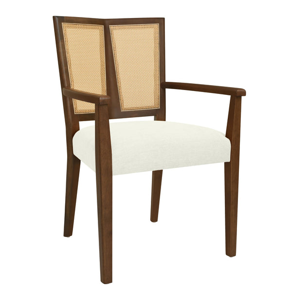 English Elm Christopher Knight Home® - ARM Mid-Century Dining Chair with Rattan Back & Upholstered Foam Seat, Solid Rubberwood Frame Beige,Walnut N771P254005T