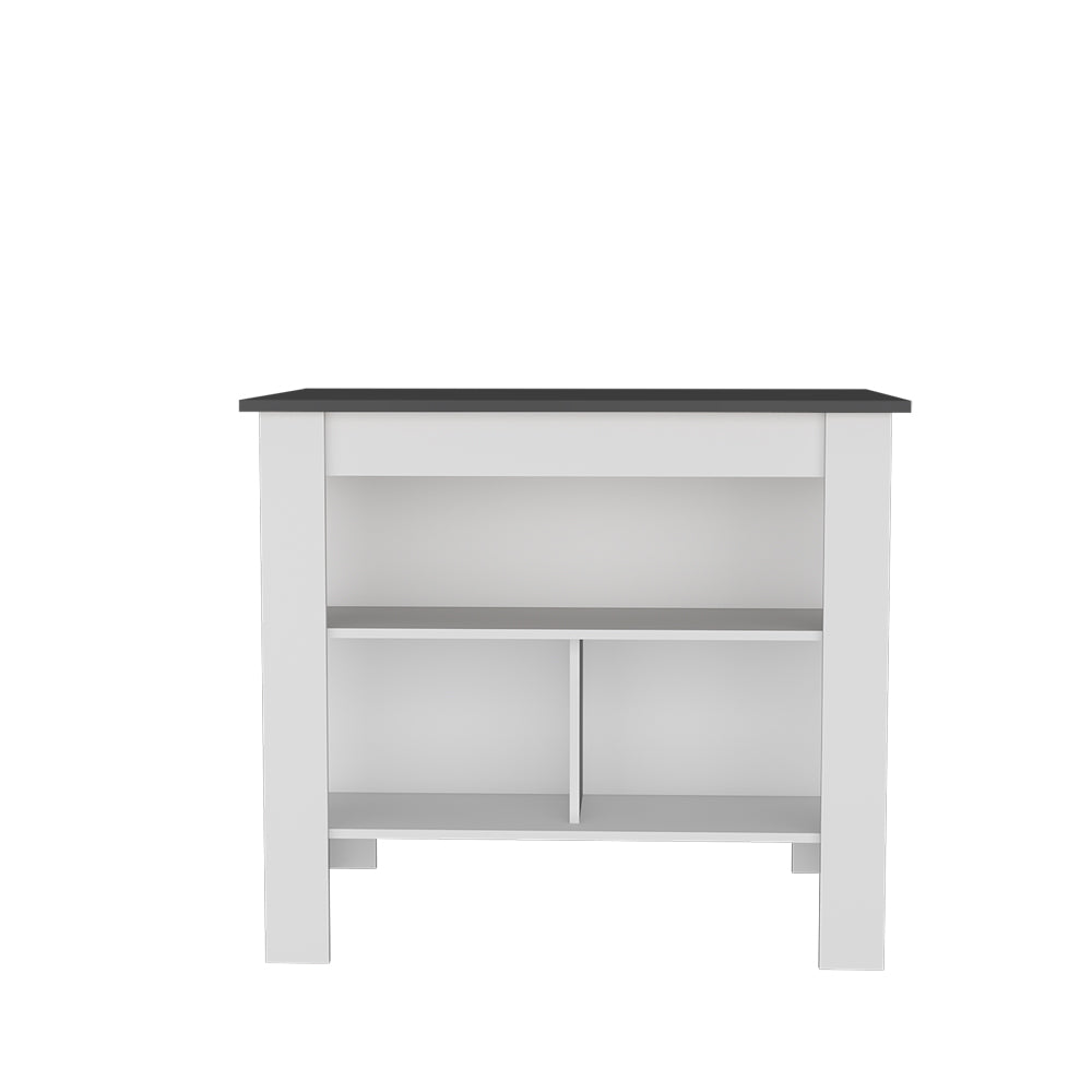 English Elm Kitchen Island Ada Matt Gray/White – Compact 35.4"H x 40.5"W Engineered Wood with Spacious Shelves B092P238759