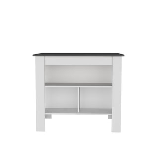 English Elm Kitchen Island Ada Matt Gray/White with Spacious Shelves, Compact 35.4"H x 40.5"W Storage Hub B092P238759