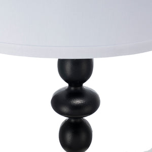 English Elm D15x29.5" Marble Pedestal Table Lamp with Four-Tiered Candlestick Silhouette and Drum Shade, Elegant Accent Black White W2078P399247