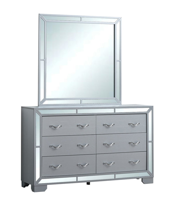 English Elm Murry Five Drawer Glam Dresser with Mirror Trim Fronts and Chrome Crystal Pulls B078P473041