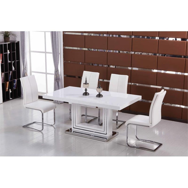 English Elm Black Faux Leather Dining Side Chairs with Polished Chrome Frame Set of 2 White B011P439050