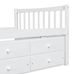 English Elm Daybed Twin Frame with Pull Out Trundle and Three Storage Drawers for Kids Rooms White LP100241AAK