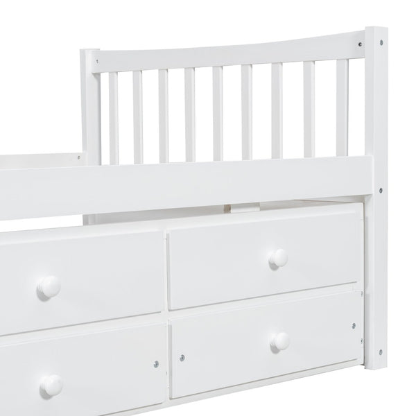 English Elm Daybed Twin Frame with Pull Out Trundle and Three Storage Drawers for Kids Rooms White LP100241AAK