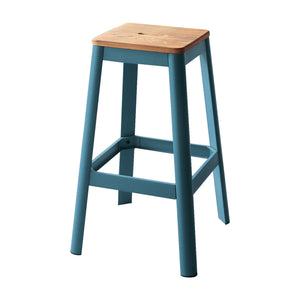 English Elm Casual Teal pine Bar Stool 30"H - Solid Wood Seat, Metal Frame Dining Chair for Modern Kitchens B2741P330140