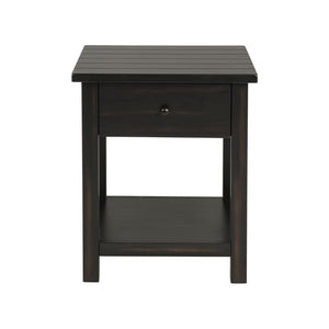English Elm Wood Pine End Table with Open Shelf Rustic Farmhouse Living Room Accent Piece B016P472926