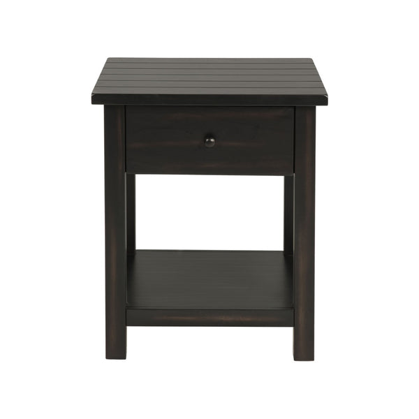 English Elm Wood Pine End Table with Open Shelf Rustic Farmhouse Living Room Accent Piece B016P472926