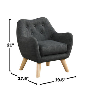 English Elm Linen Kids Chair with Button Tufted Back and Natural Wooden Legs — Cozy, Durable Seating for Playrooms Dark Gray B016P404107